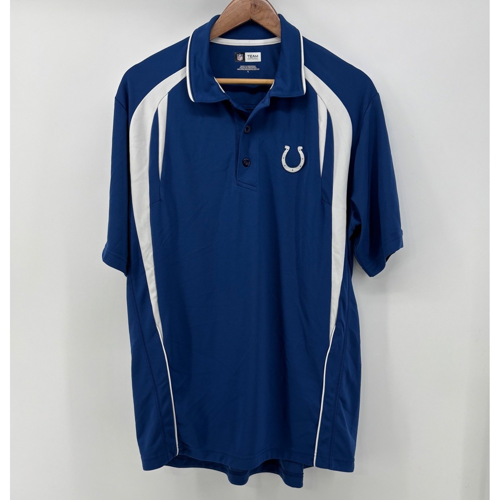 Indianapolis Colts Polo Shirt Men's Large NFL Team Apparel Blue Embroidered Logo